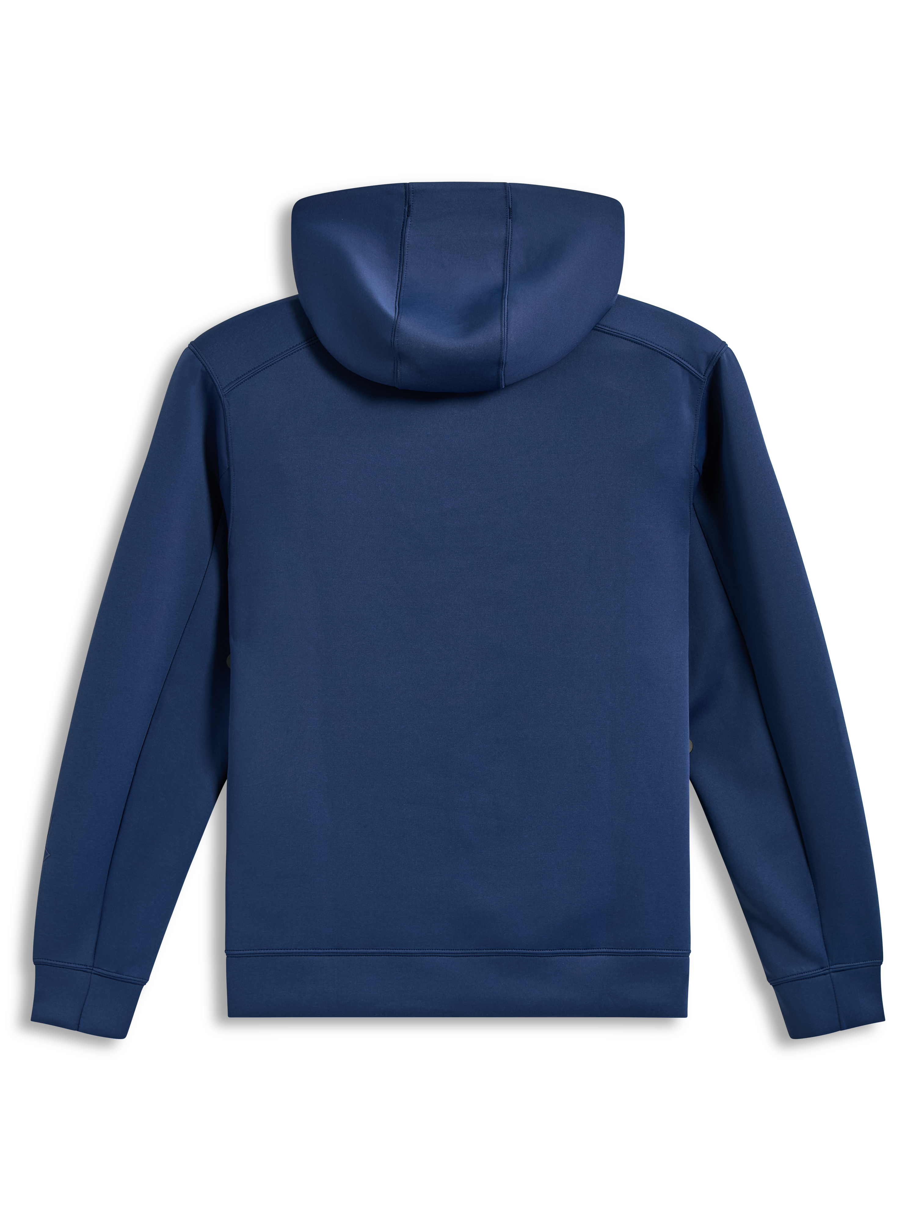 Alpinestars Datrix Hoodie, felpa con cappuccio in pile double face, blu, vista posteriore con dettaglio del cappuccio foderato in rete, abbigliamento casual sportivo