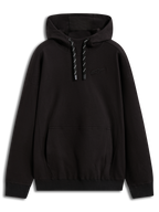 Alpinestars Camino Textured Oversized Hoodie, felpa con cappuccio nera in twill testurizzato, logo 3D e tasca a marsupio.