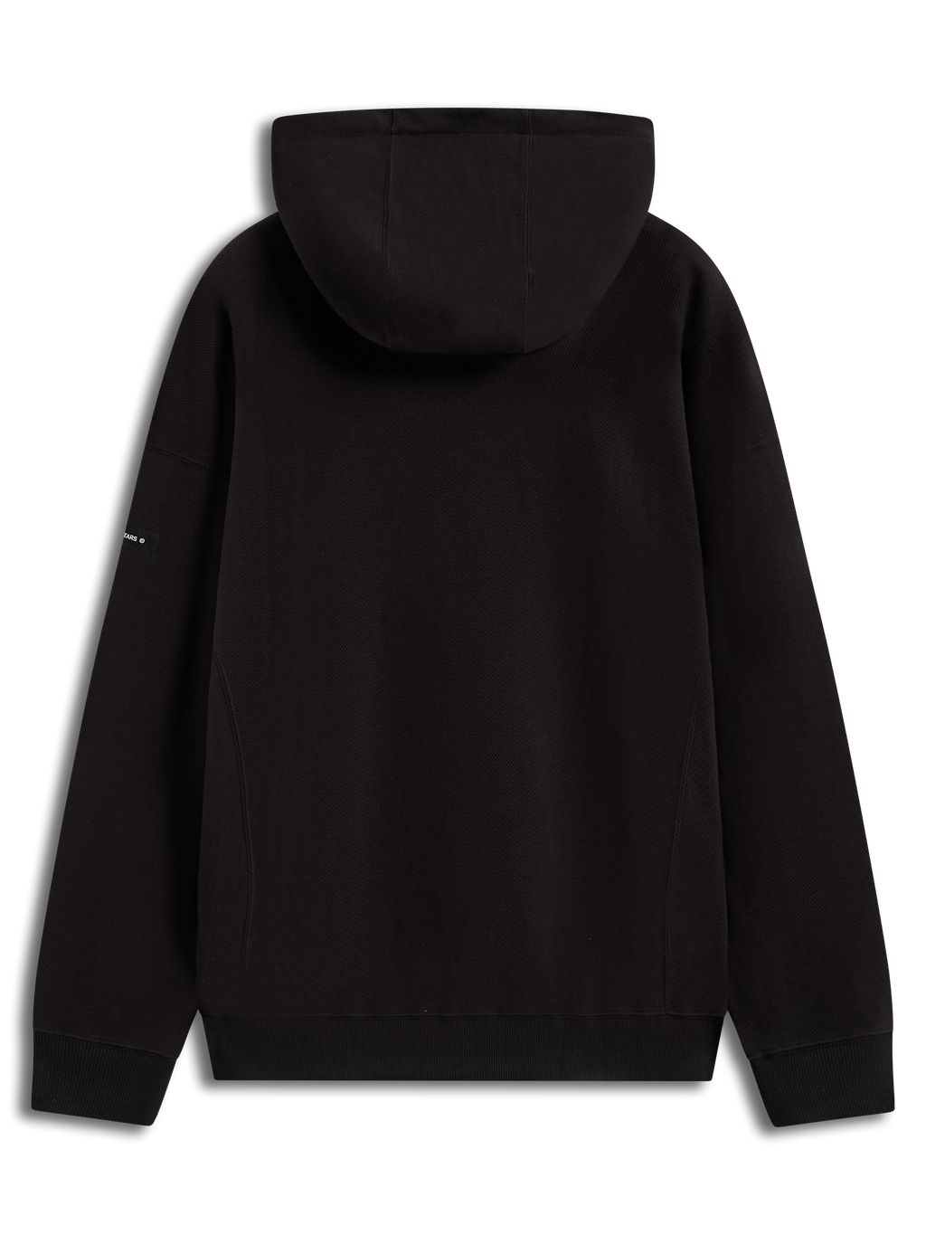 Alpinestars Camino Textured Oversized Hoodie, felpa con cappuccio in maglia di twill testurizzata, nera, vista posteriore, vestibilità ampia, abbigliamento sportswear.