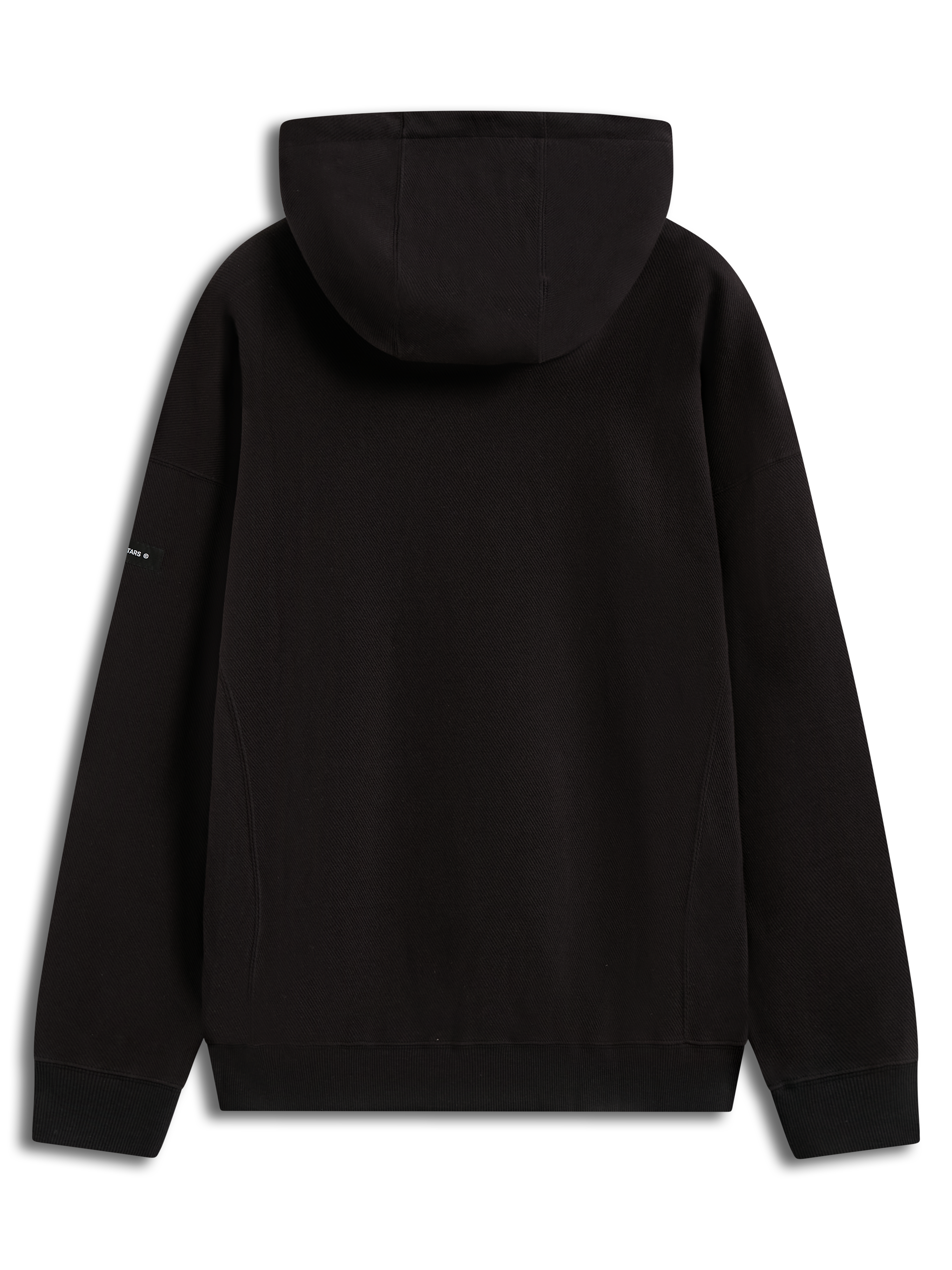 Alpinestars Camino Textured Oversized Hoodie, felpa con cappuccio in maglia di twill testurizzata, nera, vista posteriore, vestibilità ampia, abbigliamento sportswear.