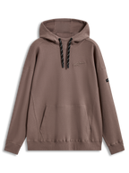 Alpinestars Camino Textured Oversized Hoodie, felpa con cappuccio ampia in maglia di twill testurizzata, marrone talpa, collo alto, tasca a marsupio, logo 3D e cordini bicolore, abbigliamento casual sportswear