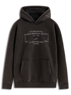 Alpinestars Infinite Washed Oversized Hoodie, felpa con cappuccio in pile, nero lavato effetto neve, loghi ricamati racing-spec e tasca a marsupio.