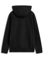 Alpinestars Shaw Oversized Hoodie, felpa con cappuccio nera, vista posteriore con cuciture sagomate e bordi a coste in pile.