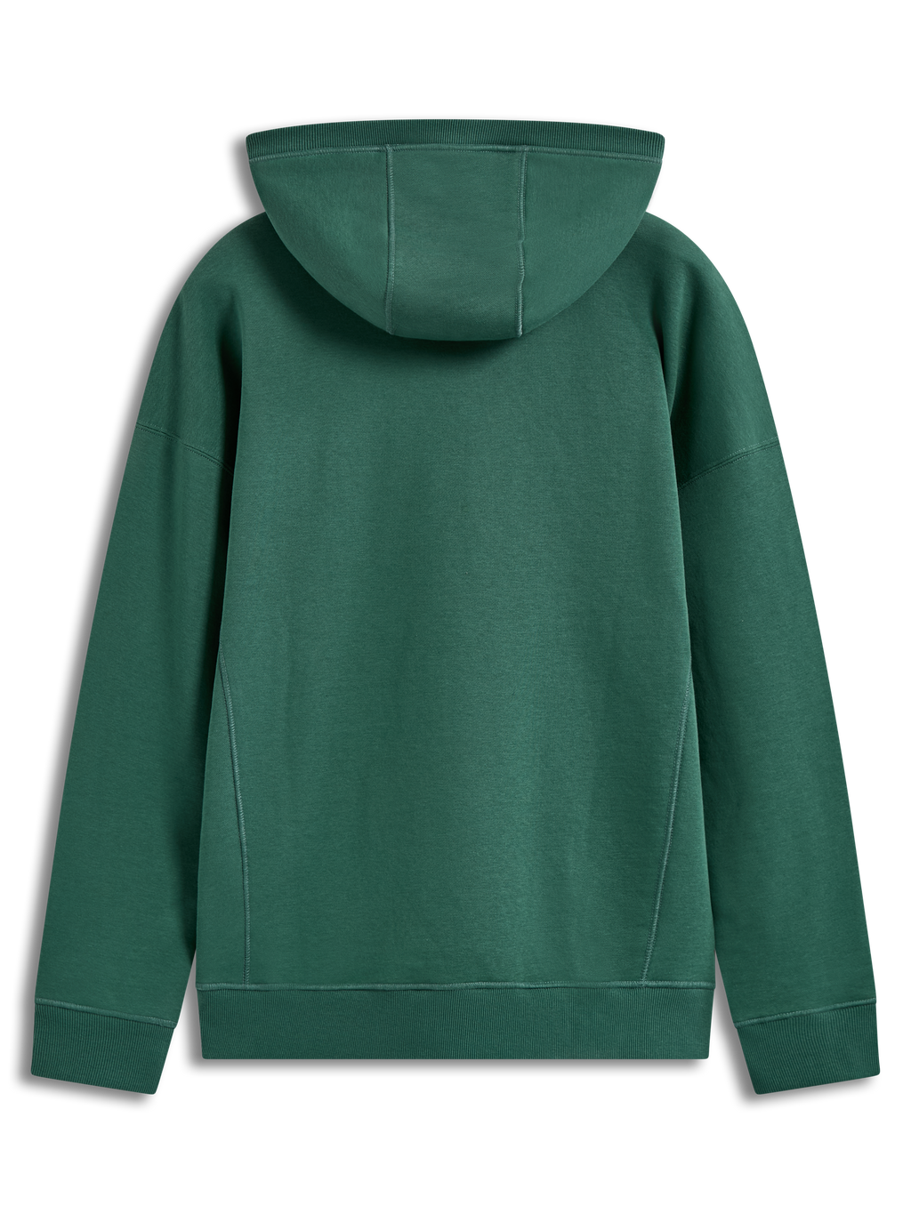 Alpinestars Shaw Oversized Hoodie, felpa con cappuccio verde, vista posteriore, pile con cuciture sul corpo e dettagli a coste.