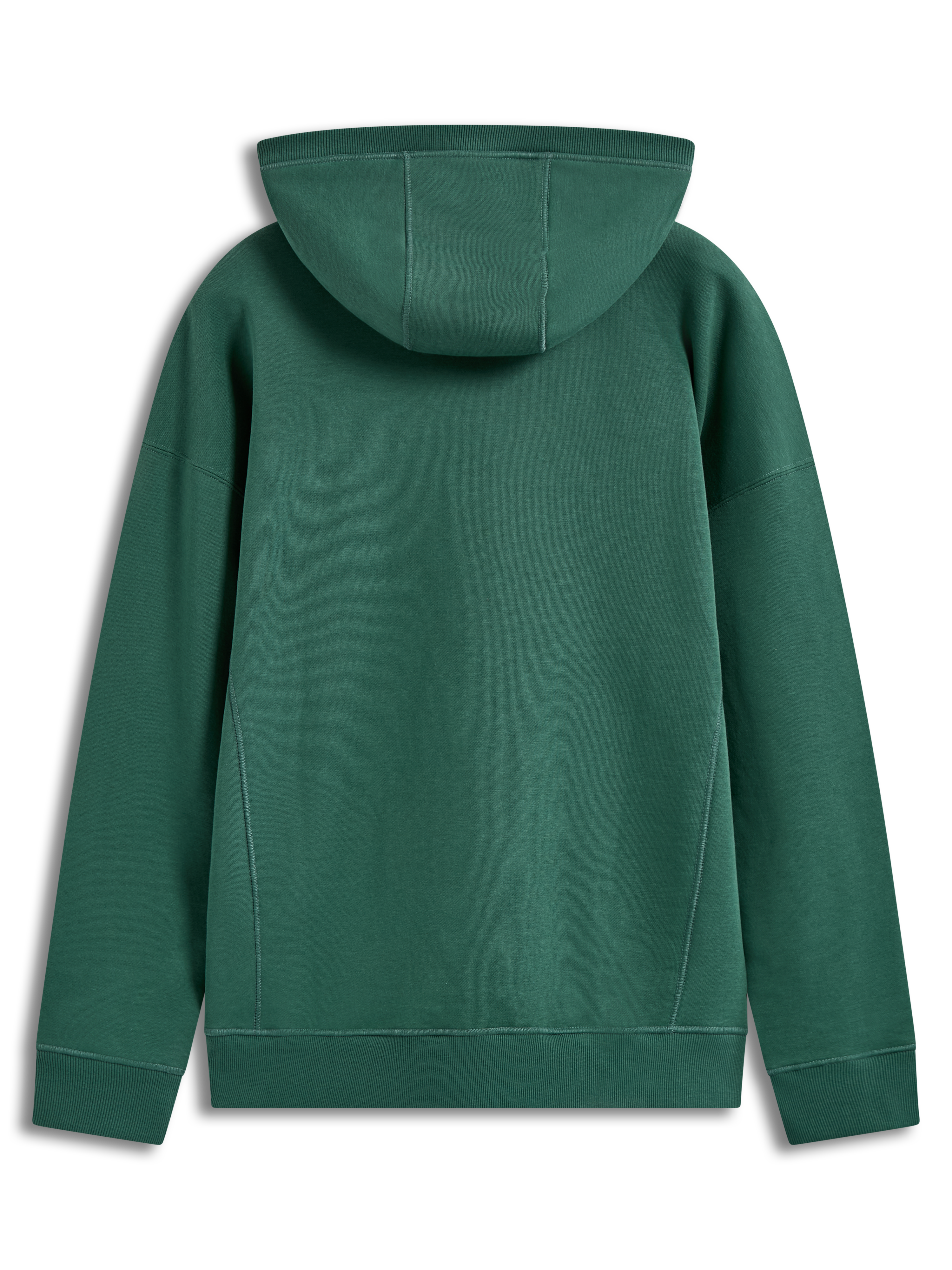 Alpinestars Shaw Oversized Hoodie, felpa con cappuccio verde, vista posteriore, pile con cuciture sul corpo e dettagli a coste.