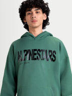 Alpinestars Felpa con cappuccio Shaw Oversized, felpa sportswear verde per uomo e donna, logo Alpinestars testurizzato nero sul petto, vestibilità oversized rilassata, pile morbido