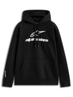 Alpinestars Prelude Oversized Hoodie, felpa sportswear in pile nero con logo bianco a rilievo e tasca a marsupio