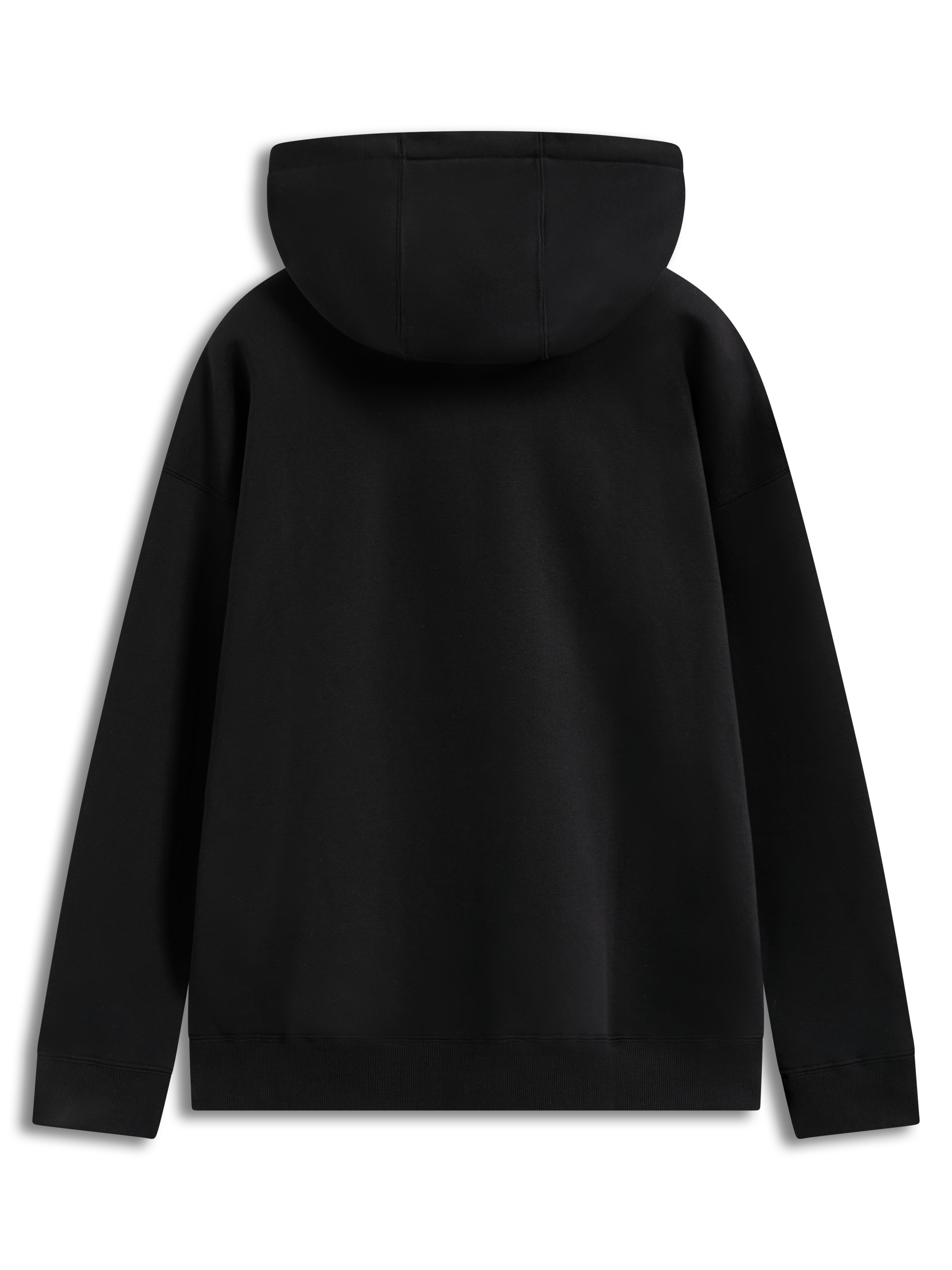 Alpinestars Prelude Oversized Hoodie, felpa con cappuccio sportswear nera in pile, vista dal retro con polsini a costine