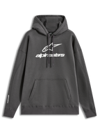 Alpinestars Prelude Oversized Hoodie, felpa con cappuccio oversize in pile grigio antracite, logo con stampa a rilievo sul petto e sulla manica, tasca a marsupio, abbigliamento sportswear