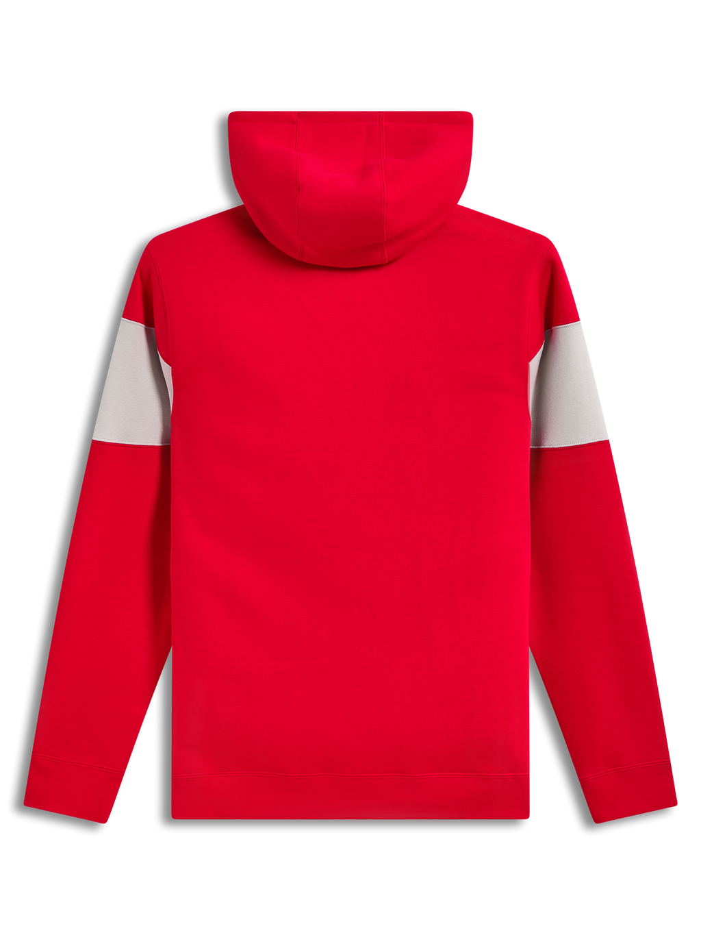 Alpinestars Cubic Hoodie, felpa con cappuccio rossa e grigia, vista posteriore con polsini a coste.