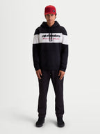 Alpinestars Felpa con cappuccio Cubic, felpa sportswear da uomo, nera e bianca, design color block con logo Alpinestars Racing Ahead sul petto, stile casual off-bike in misto cotone