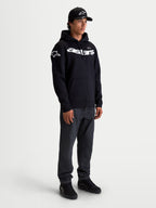 Alpinestars felpa con cappuccio Velocifier, felpa sportswear da uomo, nera e bianca, con scritta Astars curva sul petto e loghi sulle spalle, in misto cotone premium per uno stile casual off-bike ispirato al motorsport