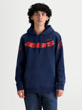Alpinestars felpa con cappuccio Velocifier, felpa sportswear per uomo, blu navy e rosso, con marchio astars sul petto e loghi sulle spalle, in morbido misto cotone con tasca a marsupio e cappuccio con cordino