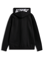 Alpinestars Pioneer Oversized Hoodie, felpa in pile nero con logo Astars bianco ricamato sul cappuccio, vista posteriore