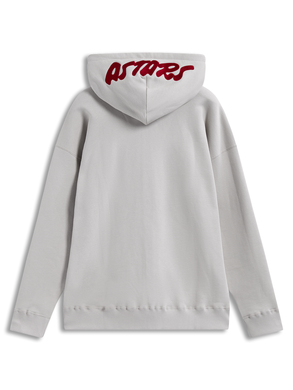 Alpinestars Pioneer Oversized Hoodie, felpa con cappuccio grigio sabbia, logo Astars rosso ricamato sul cappuccio.