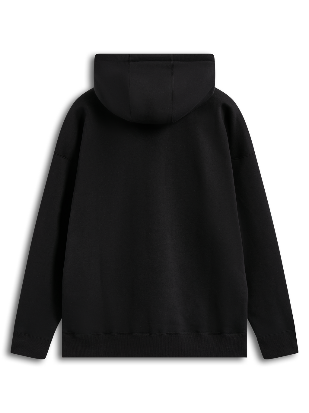 Alpinestars Entity Oversized Hoodie, felpa in pile nero, vista posteriore, cappuccio foderato e polsini a costine