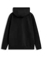 Alpinestars Entity Oversized Hoodie, felpa in pile nero, vista posteriore, cappuccio foderato e polsini a costine