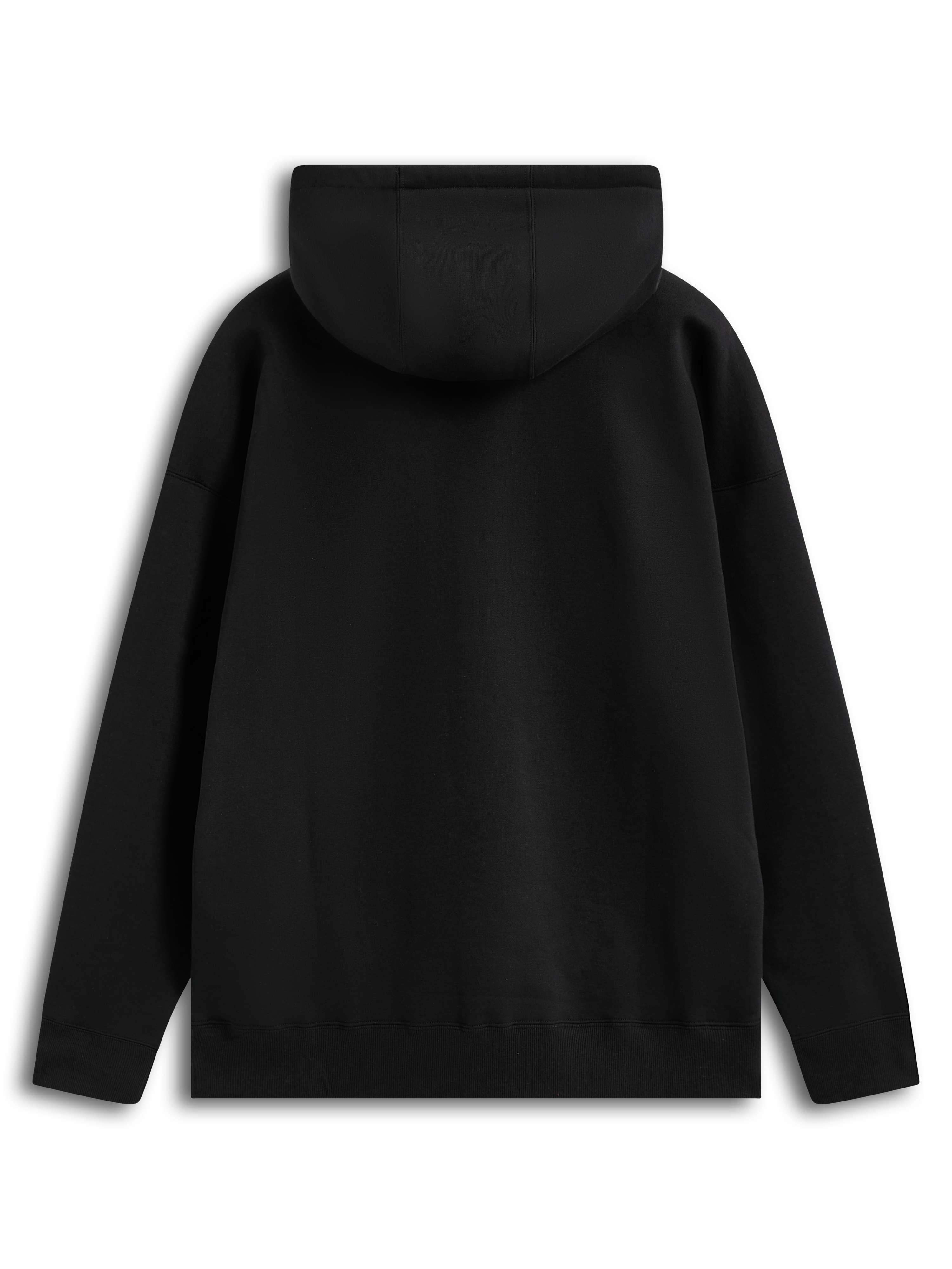 Alpinestars Entity Oversized Hoodie, felpa in pile nero, vista posteriore, cappuccio foderato e polsini a costine