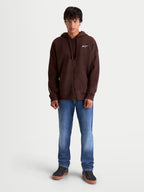 Alpinestars Felpa con cappuccio Entity Oversized, felpa da uomo marrone con zip frontale, vestibilità rilassata, tasca a marsupio e ricamo logo Astars, sportswear casual in pile di cotone e poliestere riciclato