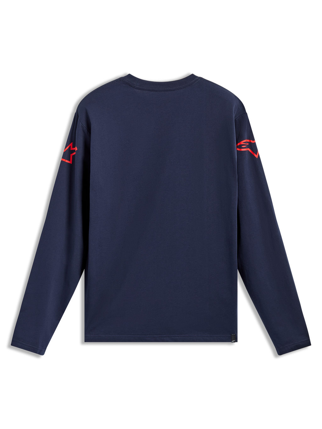 Alpinestars Velocifier CSF Tee - Maniche lunghe, vista posteriore blu navy con loghi Astars rossi sulle spalle, abbigliamento casual sportivo in misto cotone