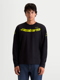 Alpinestars Maglietta Velocifier CSF, maglietta sportswear a maniche lunghe da uomo, nera con grafica Astars curva gialla sul petto e loghi sulle spalle, misto cotone, stile casual ispirato al motorsport