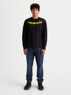 Alpinestars Maglietta Velocifier CSF, maglietta a maniche lunghe sportswear da uomo e donna, nero e giallo, con grafica Astars curva sul davanti e loghi sulle spalle, polsini a coste, stile casual ispirato al motorsport
