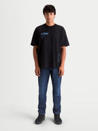 Alpinestars Maglietta Chalk Oversized CSF, maglietta a maniche corte da uomo, nera con grafica Astars blu sul petto, vestibilità oversize e branding laterale, stile casual motorsport