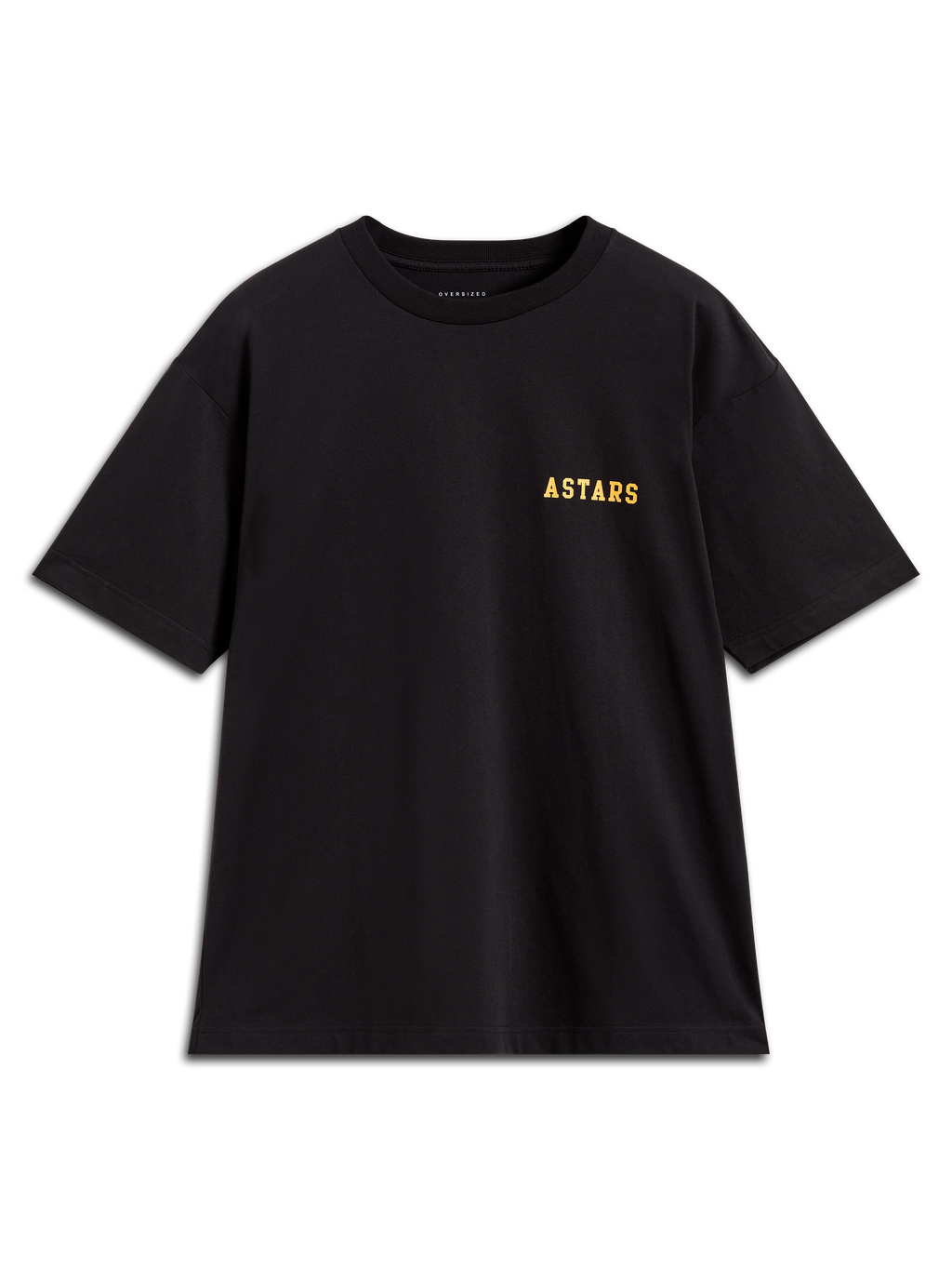 Alpinestars Latitude Oversized CSF Tee, maglietta sportswear nera a maniche corte con logo Astars giallo.