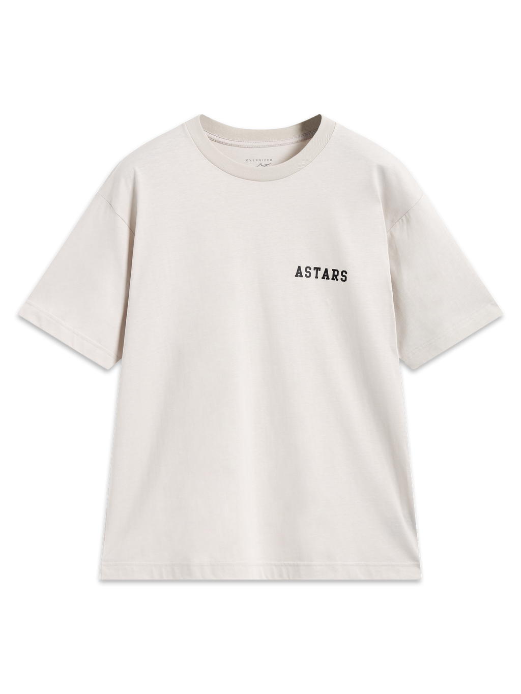 Alpinestars Latitude Oversized CSF Tee, maglietta a maniche corte beige con logo Astars nero sul petto, stile casual motorsport