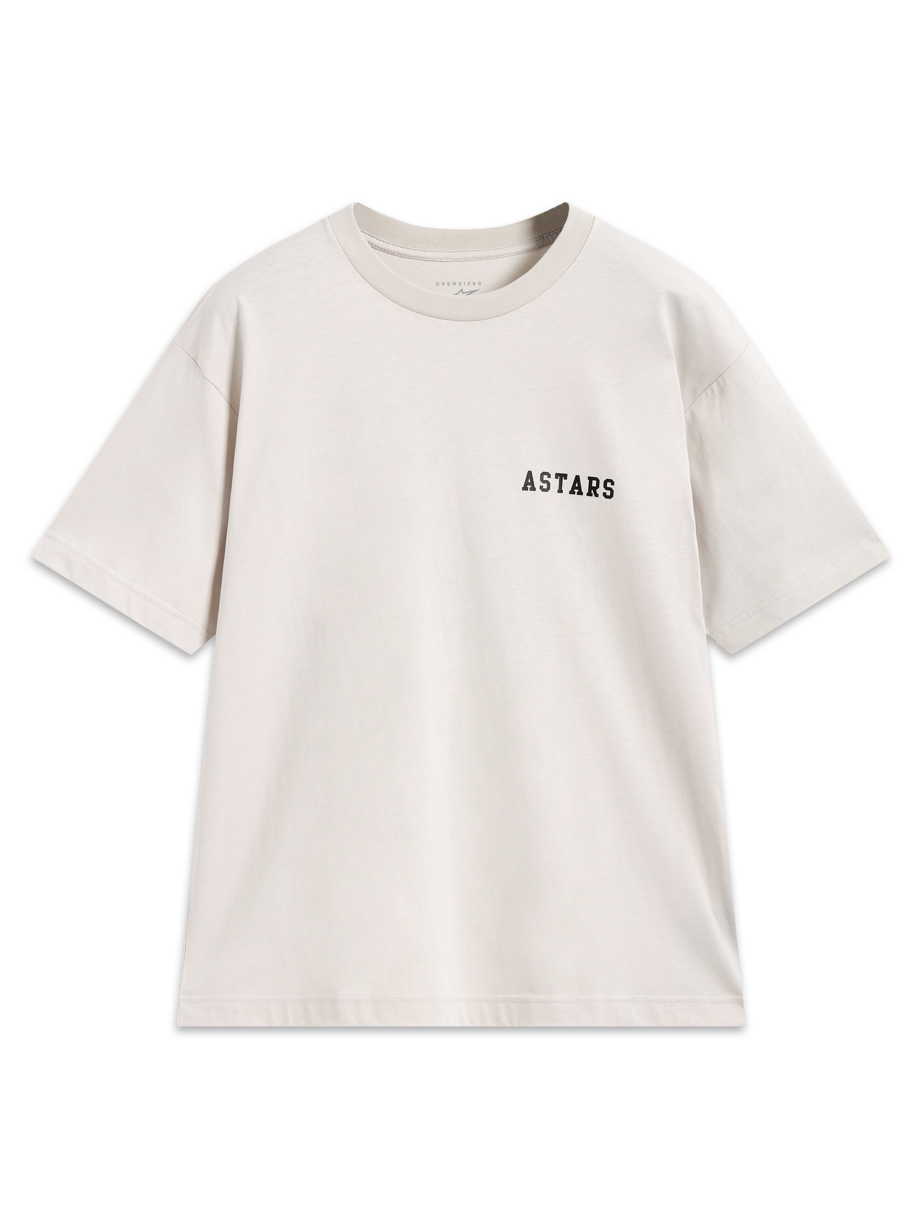 Alpinestars Latitude Oversized CSF Tee, maglietta a maniche corte beige con logo Astars nero sul petto, stile casual motorsport
