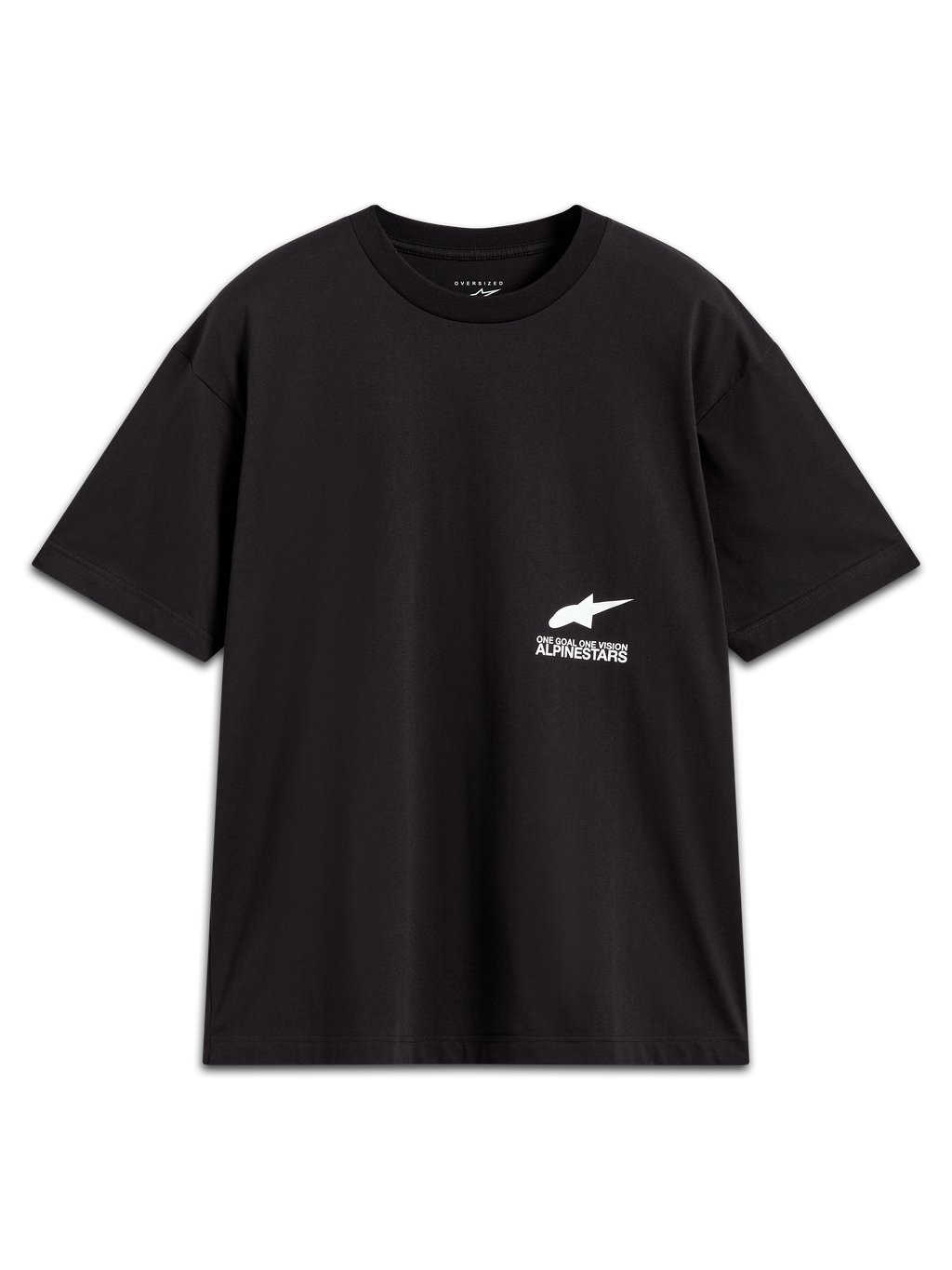 Alpinestars Institute Oversized CSF Tee, maglietta a maniche corte, nero, logo e slogan bianchi, vestibilità oversized.