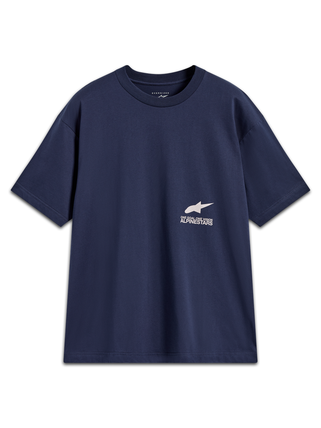 Alpinestars Institute Oversized SS CSF Tee, maglietta maniche corte blu navy, logo Astar bianco e scritta One Goal One Vision