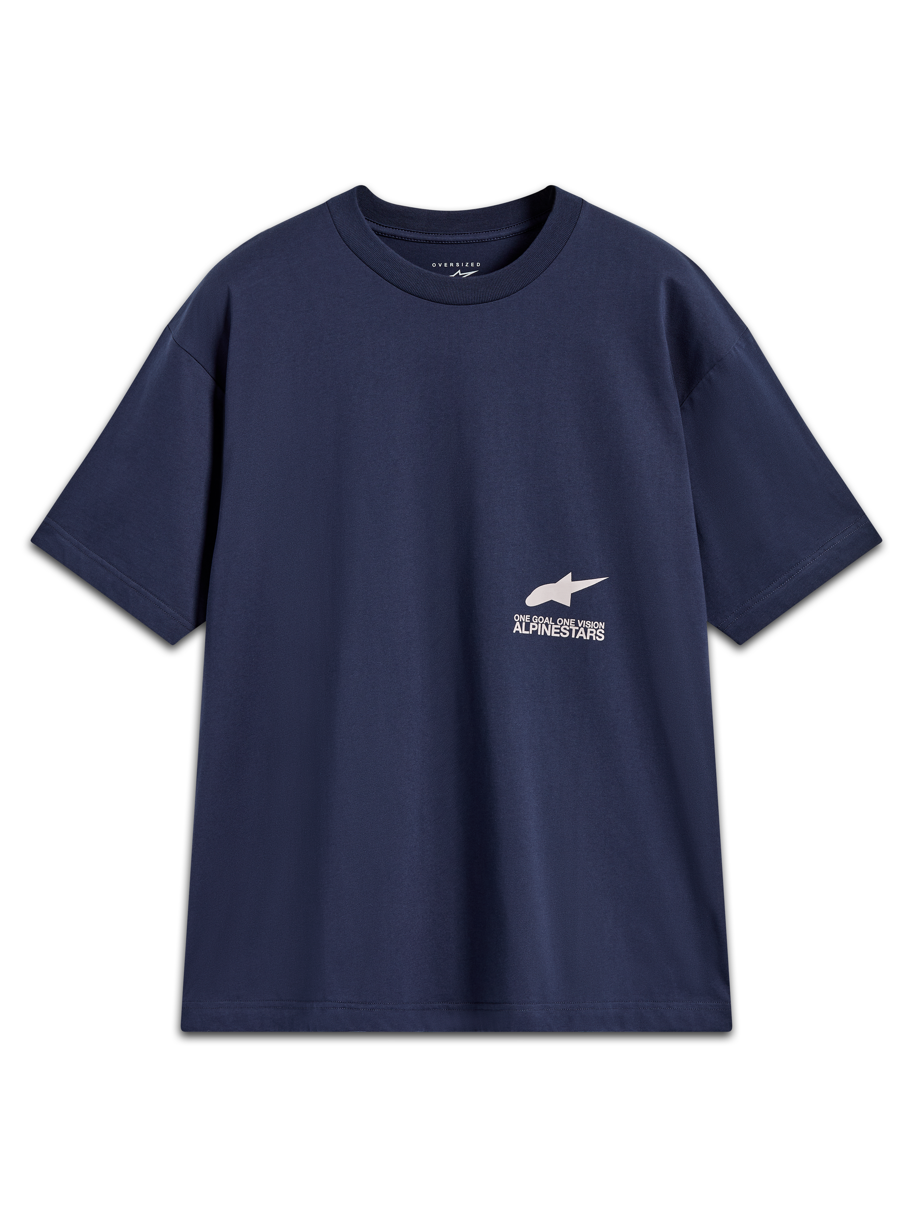 Alpinestars Institute Oversized SS CSF Tee, maglietta maniche corte blu navy, logo Astar bianco e scritta One Goal One Vision