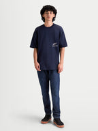 Alpinestars Institute Oversized SS CSF Tee, maglietta a maniche corte da uomo, blu navy, vestibilità rilassata oversize, piccolo logo bianco frontale sul petto, stile sportswear casual.