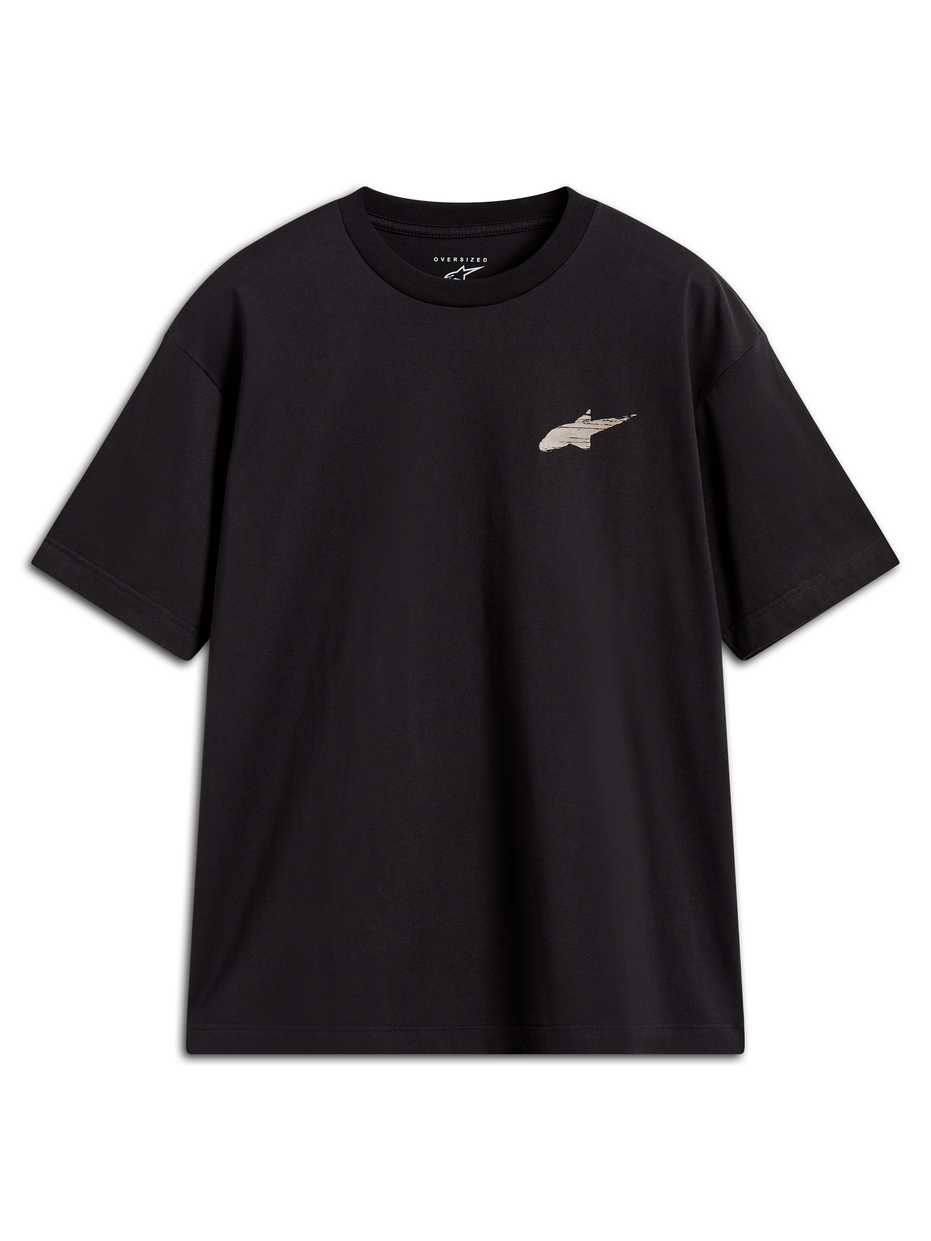 Alpinestars Checkback Oversized CSF Tee, maglietta a maniche corte da uomo, nera, vestibilità oversize con piccolo logo Astars frontale, abbigliamento casual sportswear ispirato al motorsport