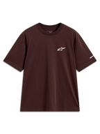 Alpinestars Mandate Oversized CSF Tee, maglietta a maniche corte marrone con logo Astars bianco puff print sul petto, vestibilità ampia stile sportswear, abbigliamento casual ispirato al motorsport