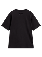 Alpinestars Prelude Oversized CSF Tee, maglietta a maniche corte nera, grafica con scritta bianca sul retro, vestibilità ampia, abbigliamento sportivo casual