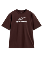 Alpinestars Prelude Oversized CSF Tee, maglietta a maniche corte da uomo, marrone, vestibilità oversized con logo bianco impilato sul petto, abbigliamento sportswear casual