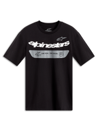 Alpinestars Singular CSF Tee, maglietta a maniche corte nera, logo bianco e slogan grigio One Goal One Vision, sportswear
