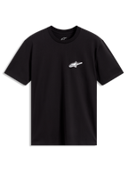 Alpinestars Meteor CSF Tee, maglietta a maniche corte nera con logo bianco sul petto, abbigliamento casual.