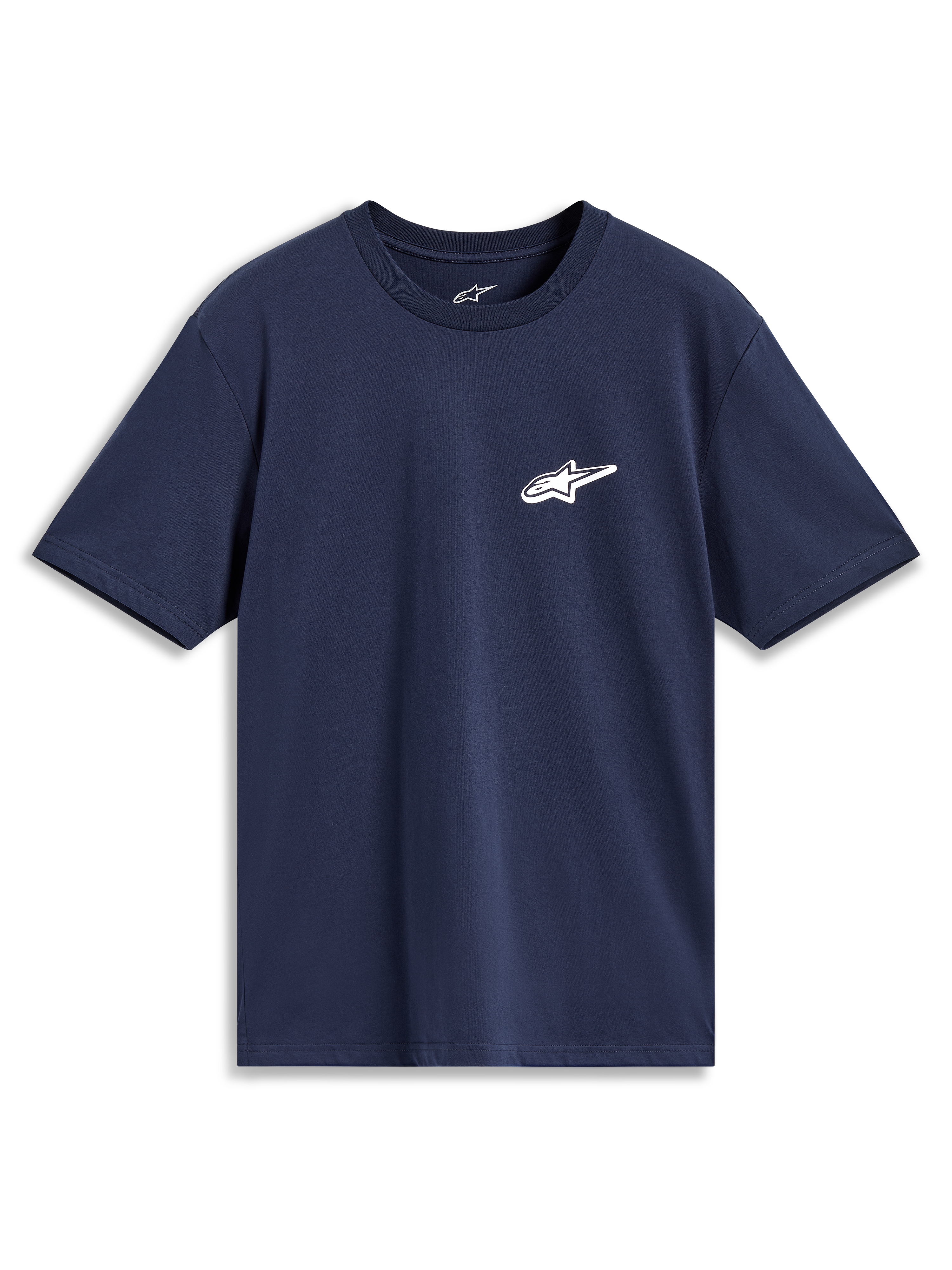 Alpinestars Meteor CSF Tee, maglietta a maniche corte blu navy con piccolo logo Astars bianco sul petto, casual sportswear