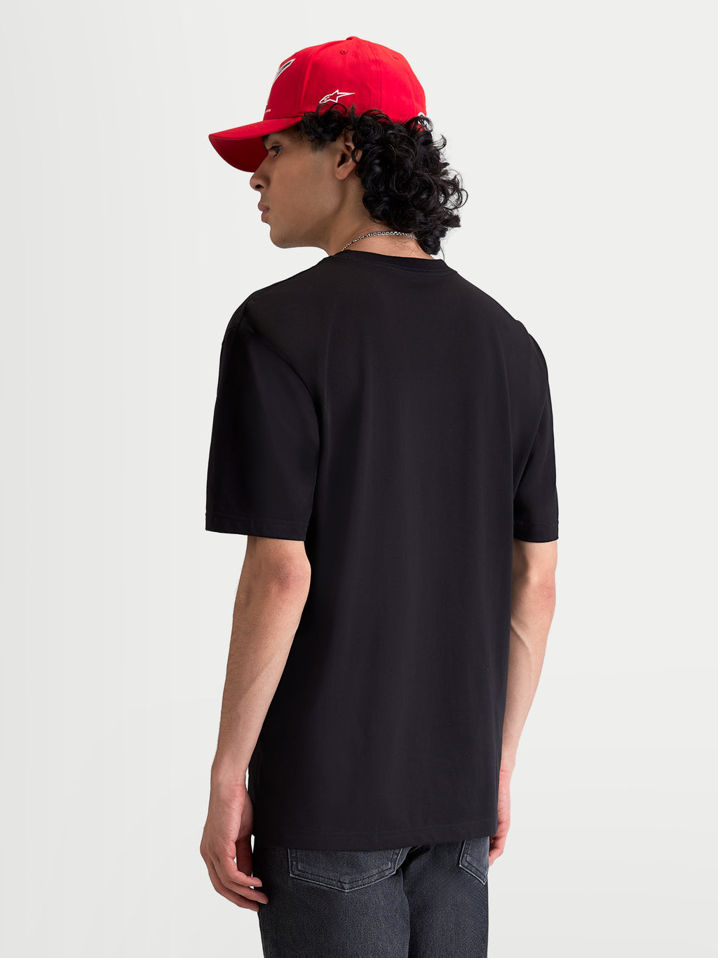Alpinestars Maglietta Elliptogrit CSF, maglietta a maniche corte sportswear da uomo, nera, in misto cotone e poliestere, vista posteriore su modello.