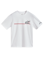 Alpinestars P1 CSF Tee - Maniche corte, maglietta bianca con striscia rossa e logo nero, stile casual motorsport
