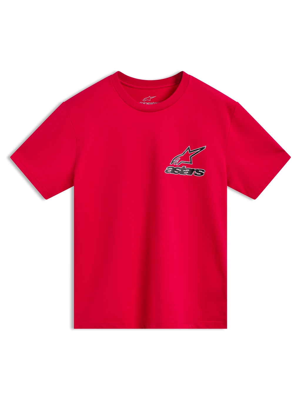 Alpinestars Lineout CSF Tee, maglietta a maniche corte sportswear, rossa, con grafica frontale del logo Astars con contorno