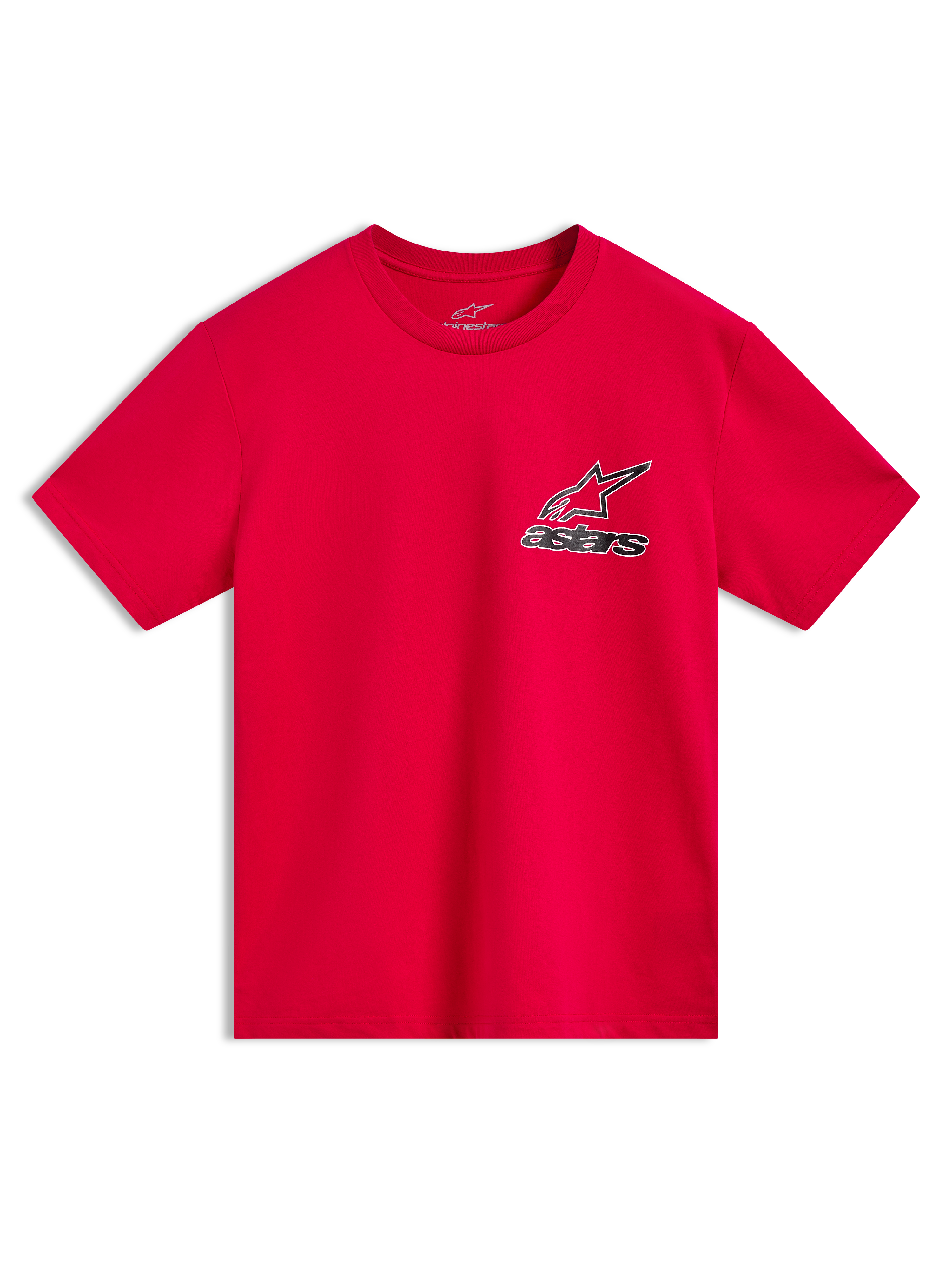 Alpinestars Lineout CSF Tee, maglietta a maniche corte sportswear, rossa, con grafica frontale del logo Astars con contorno