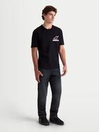 Alpinestars Maglietta Lineout CSF, maglietta a maniche corte da uomo, nera con logo Astars bianco stampato sul petto, stile sportswear casual