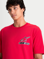 Alpinestars Maglietta Lineout CSF, maglietta sportswear a maniche corte da uomo, rossa con logo Astars nero e bianco sul petto, stile casual