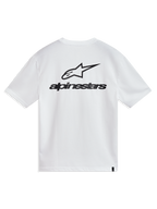 Alpinestars Combo Back CSF Tee, maglietta a maniche corte bianca, grande logo Astars nero sulla schiena, casual motorsport