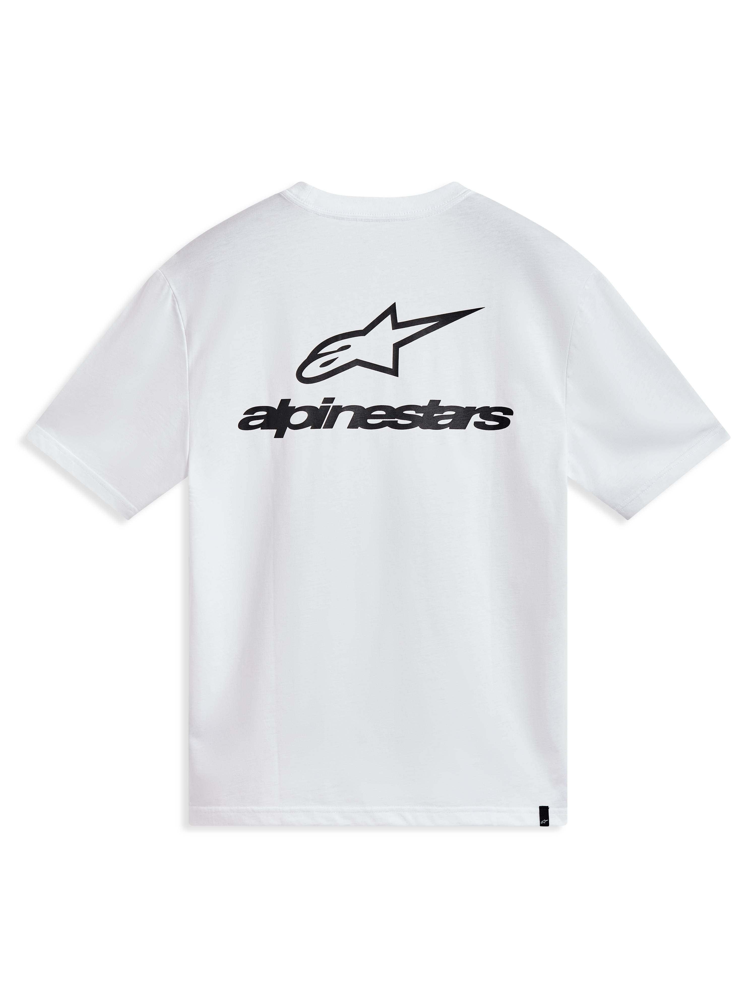 Alpinestars Combo Back CSF Tee, maglietta a maniche corte bianca, grande logo Astars nero sulla schiena, casual motorsport