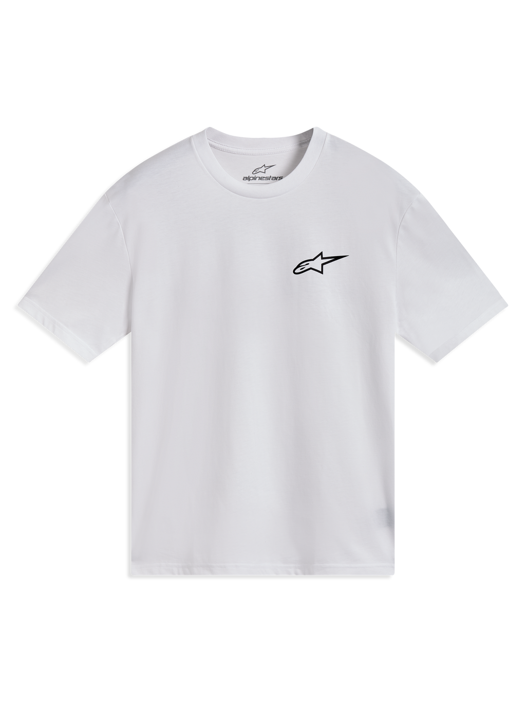 Alpinestars Combo Back CSF Tee, maglietta a maniche corte bianca con logo Astars nero sul petto, stile sportivo casual.